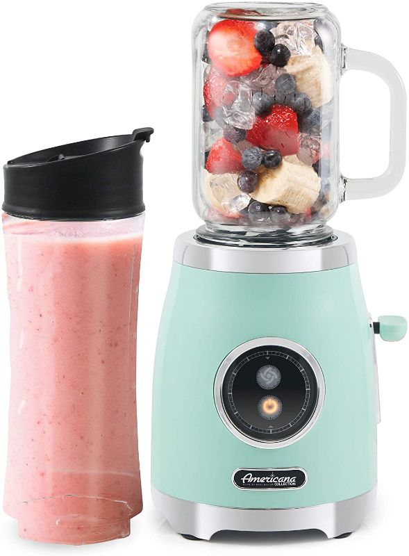 Photo 1 of Americana EPB399M by Elite Glass Mason Jar Blender with 17oz Jar + 20oz. Sports Bottle, Blend Personal Smoothie, Crush Ice, Shakes, Keto Protein, 300 Watts
