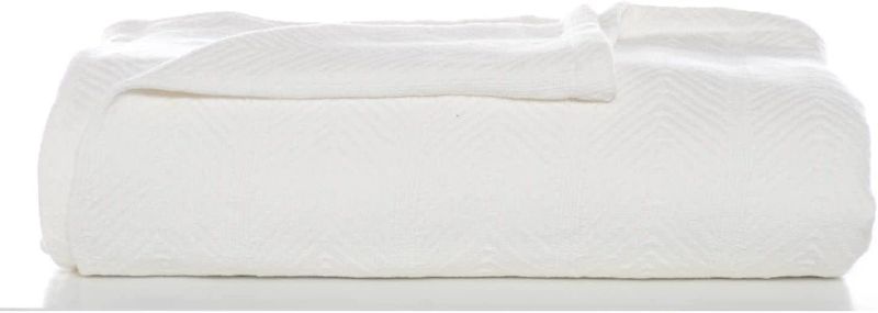 Photo 1 of Eddie Bauer Home | Herringbone Collection | Blanket - 100% Cotton, Lightweight & Breathable, Machine Washable Easy Care, Twin, Off-White
