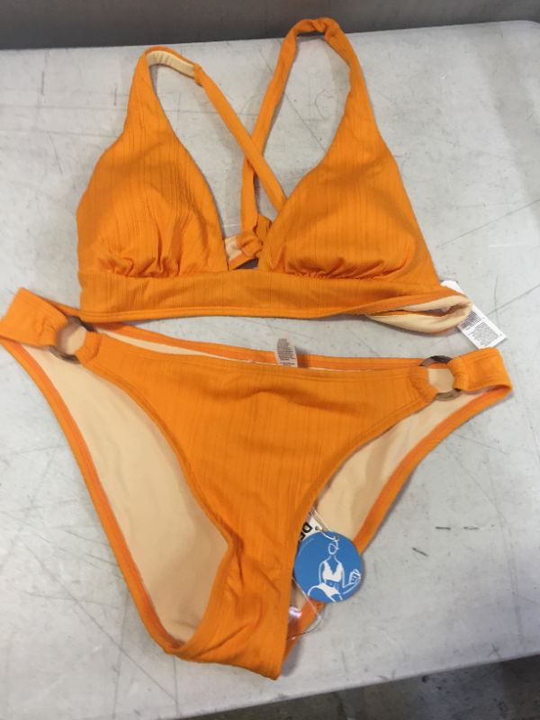 Photo 1 of cupshe designer ---2 piece orange bikini --size large both pieces 