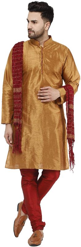 Photo 1 of SKAVIJ Men's Art Silk Traditional Ethnic Kurta Pajama size L