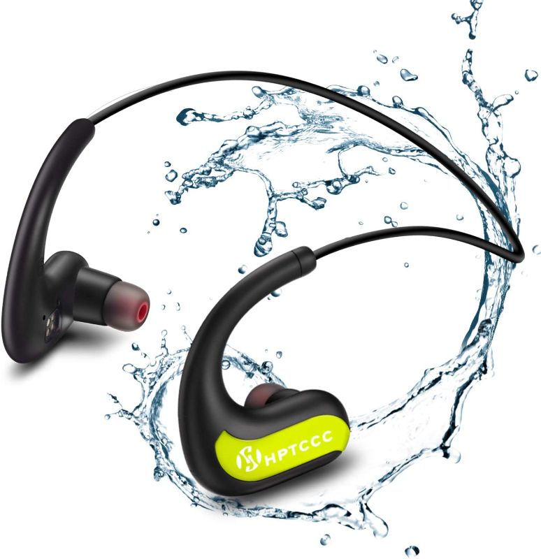 Photo 1 of MP3 Wireless Headphones for Swimming, IPX8 Waterproof Earbuds Built-in 8GB Memory & Noise Cancelling Microphone, Sports Wearable Music Player Headset for Running, Cycling, Gym, Diving Water, Green
