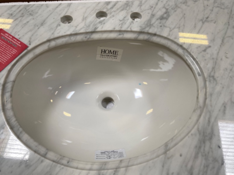 Photo 5 of 49 in. W Marble Vanity Top in Carrara
