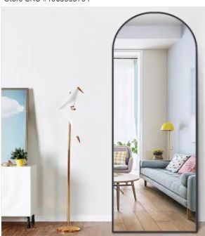 Photo 1 of 64 in. x 21 in. Modern Arched Shape Framed Black Standing Mirror Full Length Floor Mirror