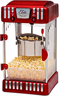 Photo 1 of Elite Gourmet EPM-250 Maxi-Matic 2.5 Ounce Classic Carnival Tabletop Kettle Popcorn Popper Machine, Retro-Style, Movie Hot Buttered Popcorn, Red
