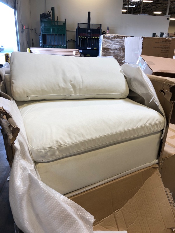 Photo 1 of Meridian Furniture Plush Collection Modern | Contemporary Velvet Upholstered Cloud Modular Down Filled Overstuffed Chair, Armless, Cream