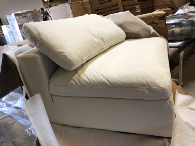 Photo 1 of Meridian Furniture Plush Collection Modern | Contemporary Velvet Upholstered Cloud Modular Down Filled Overstuffed Chair, Armless, Cream