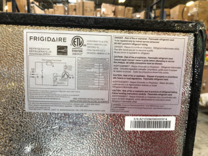 Photo 8 of Frigidaire EFR341, 3.2 cu ft 2 Door Fridge and Freezer, Platinum Series, Stainless Steel, Double
