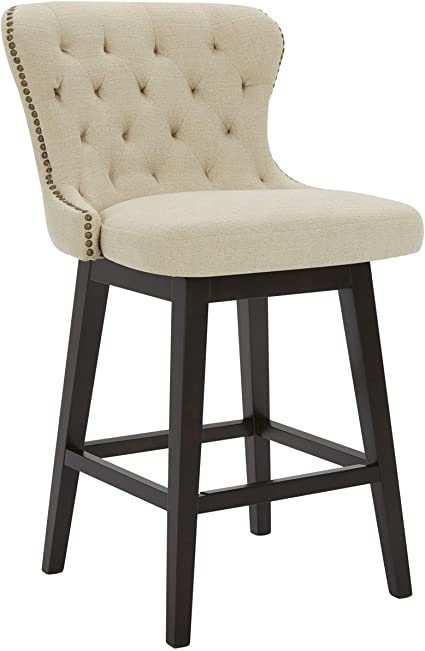 Photo 1 of Amazon Brand – Stone & Beam Morgan Memory-Swivel Counter-Height Barstool, 38.2"H, Hemp
