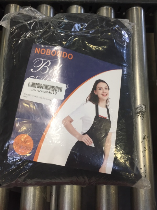Photo 1 of 12 Pack Bib Apron - Unisex Black Apron Bulk with 2 Roomy Pockets Machine Washable for Kitchen Crafting BBQ Drawing

