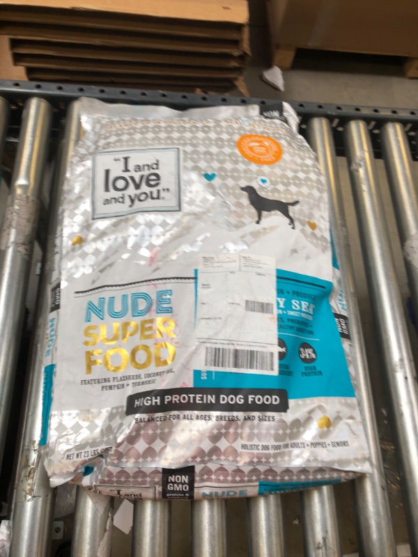 Photo 2 of "I and love and you" Nude Superfood Dry Dog Food - Grain Free Kibble, Prebiotics & Probiotics, Whitefish + Salmon, 23-Pound BEST BY 14 JULY 2022