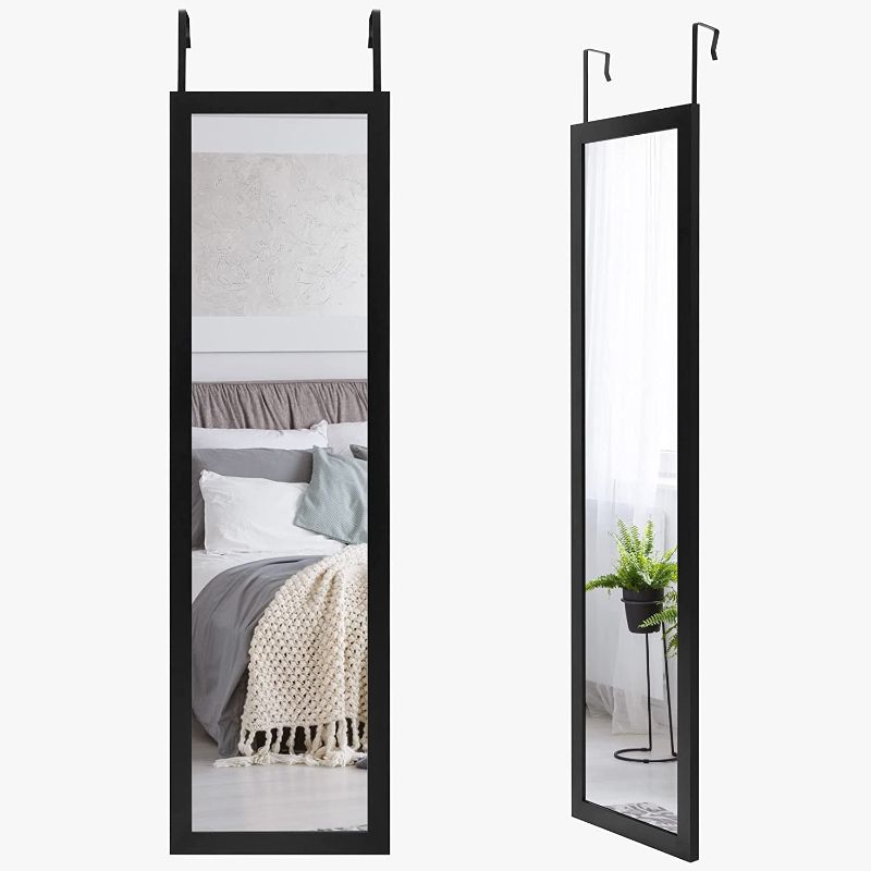 Photo 1 of Americanflat Over the Door Mirror - Full Length Hanging Door Mirror for Bedroom, Bathroom, Dorm and More, Black
