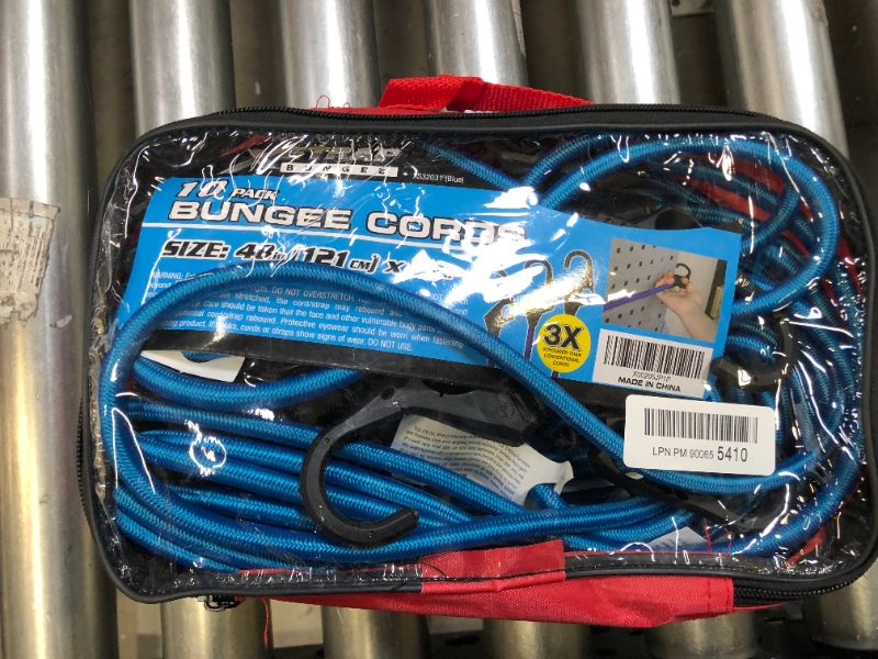 Photo 2 of 10 Pack Bungee Cords with Finger-Hole Hooks Ensures 3-Time Strength, Comes in A Zippered Storage Bag, Elastic from 24 to 36 Inches, for Cargos