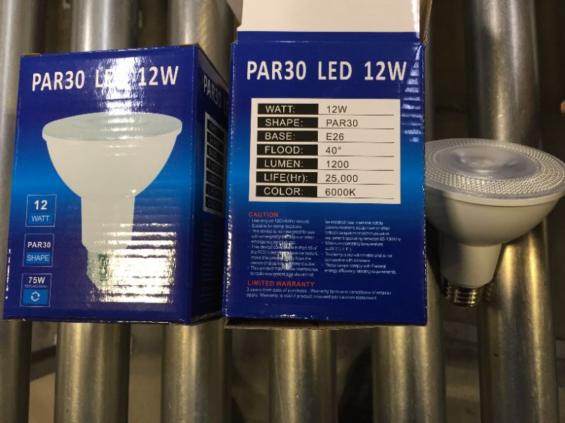 Photo 1 of PAR30 LED Light Bulbs 12W (75W Equivalent), 6000K Cool White, 1200 Lumen Flood Lights, 120 Beam Degree Short Neck Spotlight Bulb (2 Pack)
