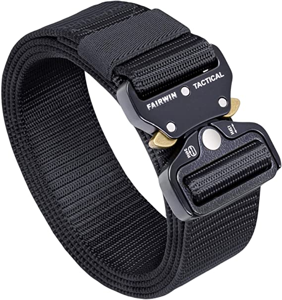 Photo 1 of FAIRWIN Tactical Belt, Military Style Webbing Riggers Web Gun Belt with Heavy-Duty Quick-Release Metal Buckle
