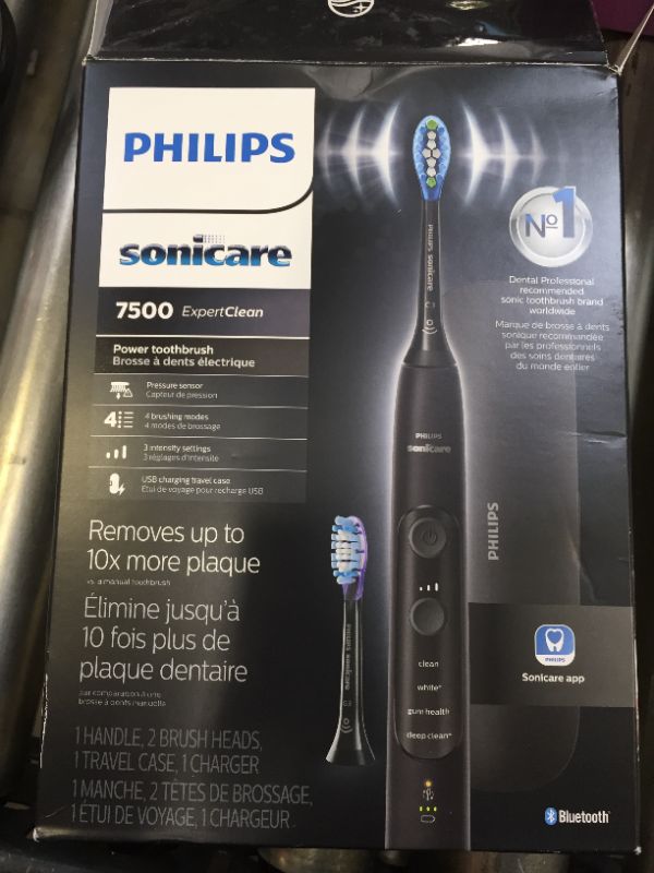 Photo 2 of Philips Sonicare ExpertClean 7500, Rechargeable Electric Power Toothbrush, Black, HX9690/05
