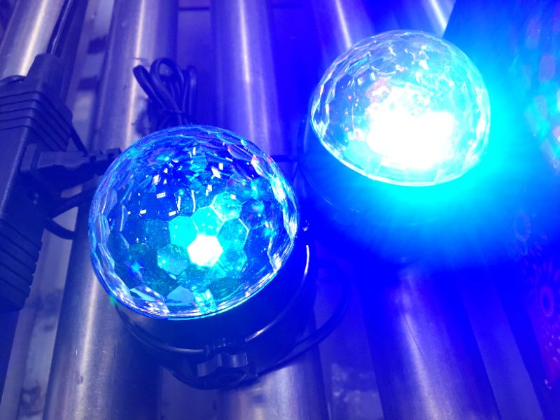 Photo 2 of [2-Pack] Sound Activated Party Lights with Remote Control Dj Lighting, RGB Disco Ball Light, Strobe Lamp 7 Modes Stage Par Light for Home Room Dance Parties Bar Karaoke Xmas Wedding Show Club
