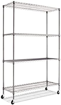 Photo 1 of Alera ALESW604818BA 48 in. x 18 in. x 72 in. 4-Shelf Wire Shelving Kit with Casters - Black Anthracite
