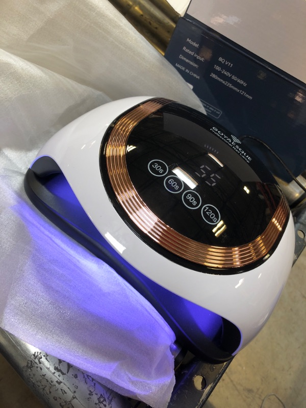 Photo 2 of 168W UV Led Nail Lamp Faster Gel Nail Dryer LED Nail Light GOYAESQUE Professional Gel Polish UV Curing Lamp with 4 Timmer Setting Protable Handle Large Space LCD Screen Automatic Sensor