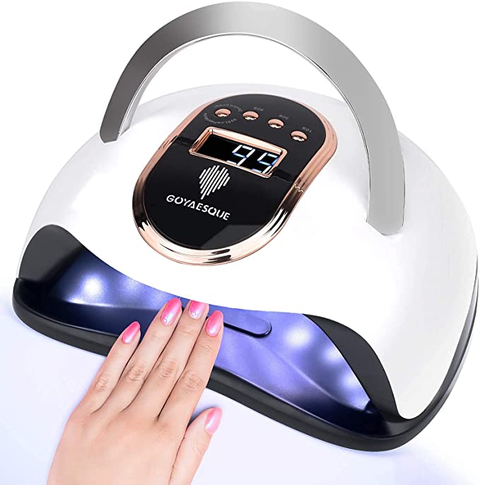 Photo 1 of 168W UV Led Nail Lamp Faster Gel Nail Dryer LED Nail Light GOYAESQUE Professional Gel Polish UV Curing Lamp with 4 Timmer Setting Protable Handle Large Space LCD Screen Automatic Sensor
