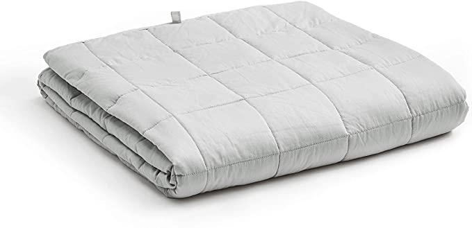 Photo 1 of YnM Weighted Blanket Made from 100% Oeko-Tex Certified Cotton with Premium Glass Beads (Light Grey, 48" x 72", 15lbs), Fits One Person (~140lbs), Use on Beds single/double size