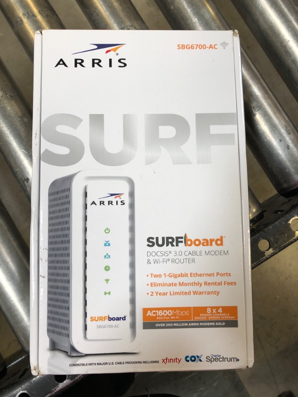 Photo 2 of ARRIS Surfboard (8x4) Docsis 3.0 Cable Modem Plus AC1600 Dual Band Wi-Fi Router, Certified for Comcast Xfinity, Spectrum, Cox & More (SBG6700AC), White, Max.., By Visit the ARRIS Store