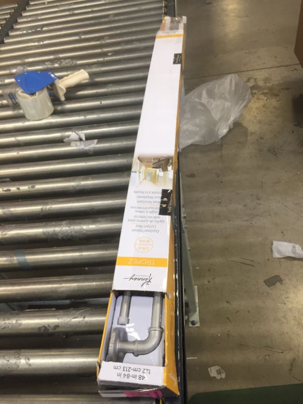 Photo 1 of Kenney Adler 5/8 inch Indoor/Outdoor Rust-Resistant Wrap Around Curtain Rod, 48-84 inch, Brushed Nickel --- missing screws for wall 