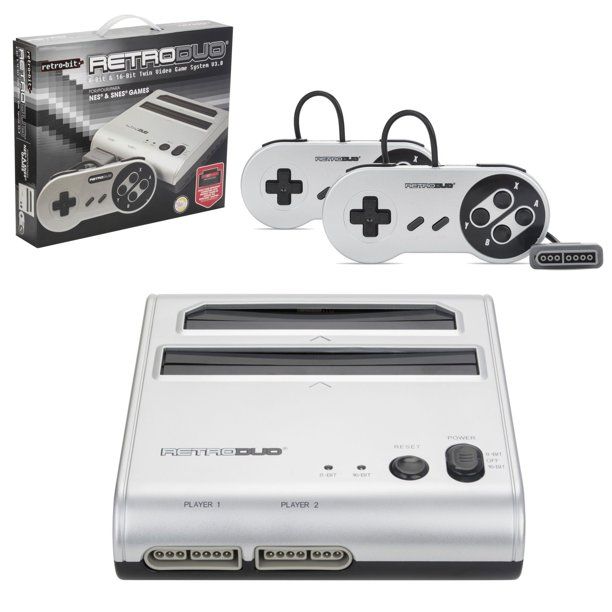 Photo 1 of Retro-Bit Retro Duo Twin Video Game System, Silver/Black---ITEM IS DIRTY---
