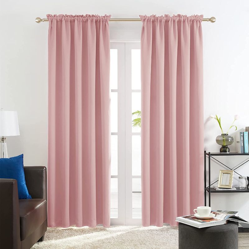 Photo 1 of Deconovo Spring Pink Curtains 84 Inches Long, Rod Pocket Thermal Curtains Drapes for Girls Room, Nursery - 42Wx84L Inch, Coral Pink, 2 Panels