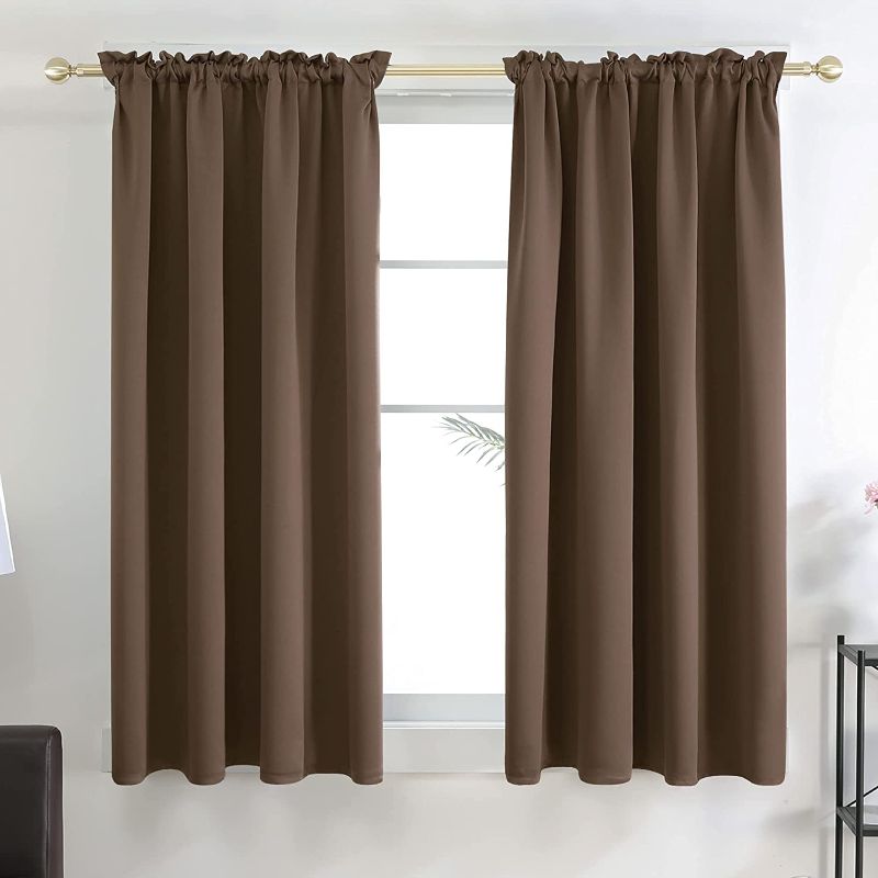 Photo 1 of Deconovo Blackout Curtains 45 Inch, Rod Pocket Curtain Panels, Thermal Insulated Room Darkening Curtains for Windows (52 W x 45 L Inch, 2 Panels)
