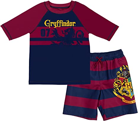 Photo 1 of Harry Potter Gryffindor Pullover Swim Rash Guard Swim Trunks---SIZE 10-12---
