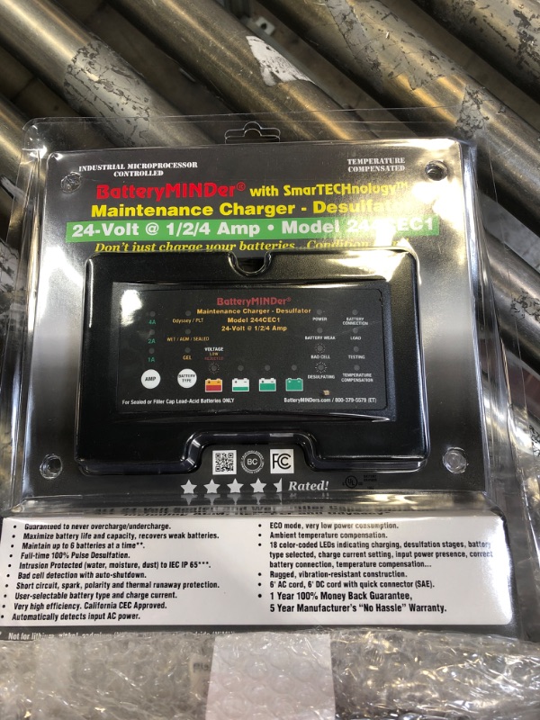 Photo 2 of BatteryMINDer 244CEC1: 24 Volt- 1/2/4 AMP Battery Charger, Battery Maintainer, and Battery Desulfator - Designed for Trucks, Boats, RV, Generators