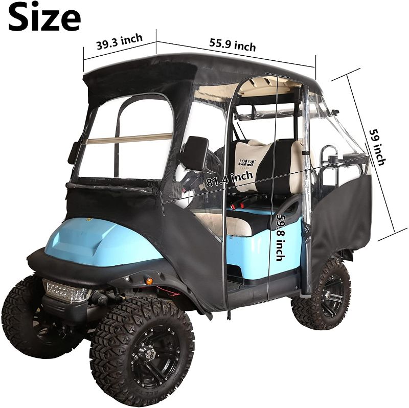 Photo 1 of 10L0L Golf Cart Heavy Duty Cover 4 Passenger Full Protection Enclosure Cover for Club Car Precedent,Waterproof Solid Golf Cart Storage Cover (Black/Transparent)
