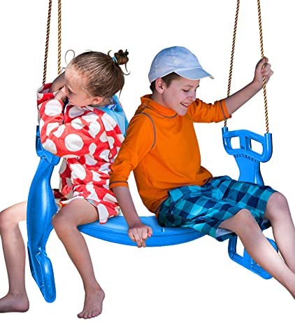 Photo 1 of Summersdream Heavy-Duty Plastic Horse Glider Swing Seat Back-to-Back Glider for Two Kids (Blue)
