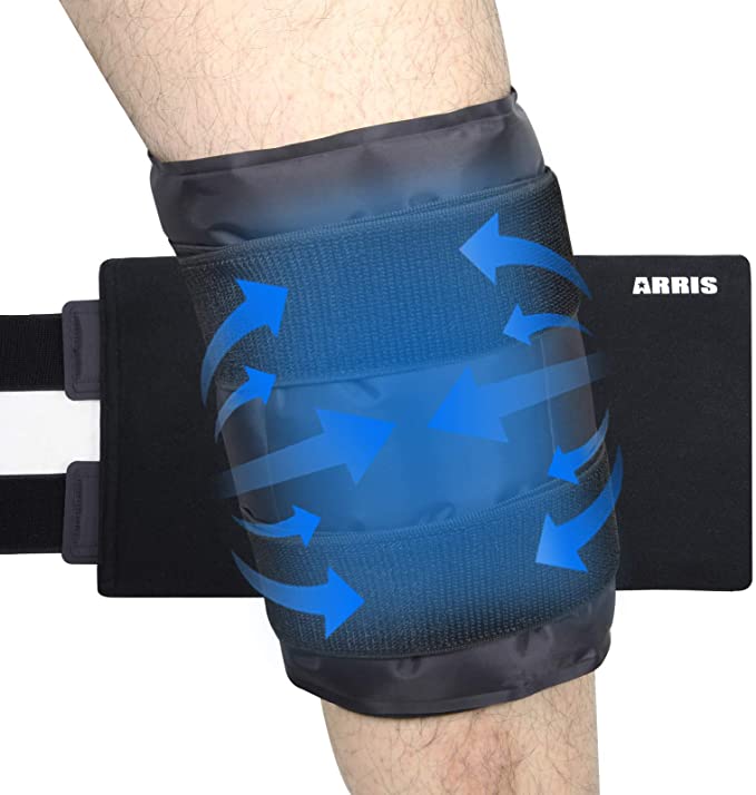 Photo 1 of ARRIS Large Knee Ice Pack Wraps Around the Entire Knee. Hot and Cold Therapy Wrap. Pain Relief for Recovery from Surgery, Injuries, Aches, Bruises, & Sprains (19.5 X 10 inch)