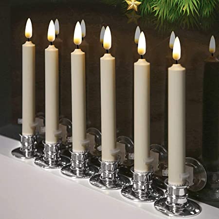 Photo 1 of 6PACK Flameless Battery Powered Ivory Taper Windows Candles