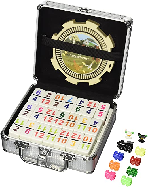 Photo 1 of Double 15 Numeral Pro Size Mexican Train & Chicken Domino Set in Aluminum Case