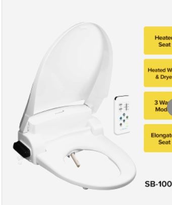 Photo 1 of SmartBidet White Elongated Slow-Close Heated Bidet Toilet Seat
