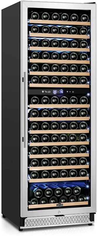 Photo 1 of 24 Inch Wine Fridge Dual Zone, 154 Bottle Wine Cooler Refrigerator With Stainless Steel and Professional Compressor, Fast Cooling Low Noise and No Fog Built-in or Freestanding
