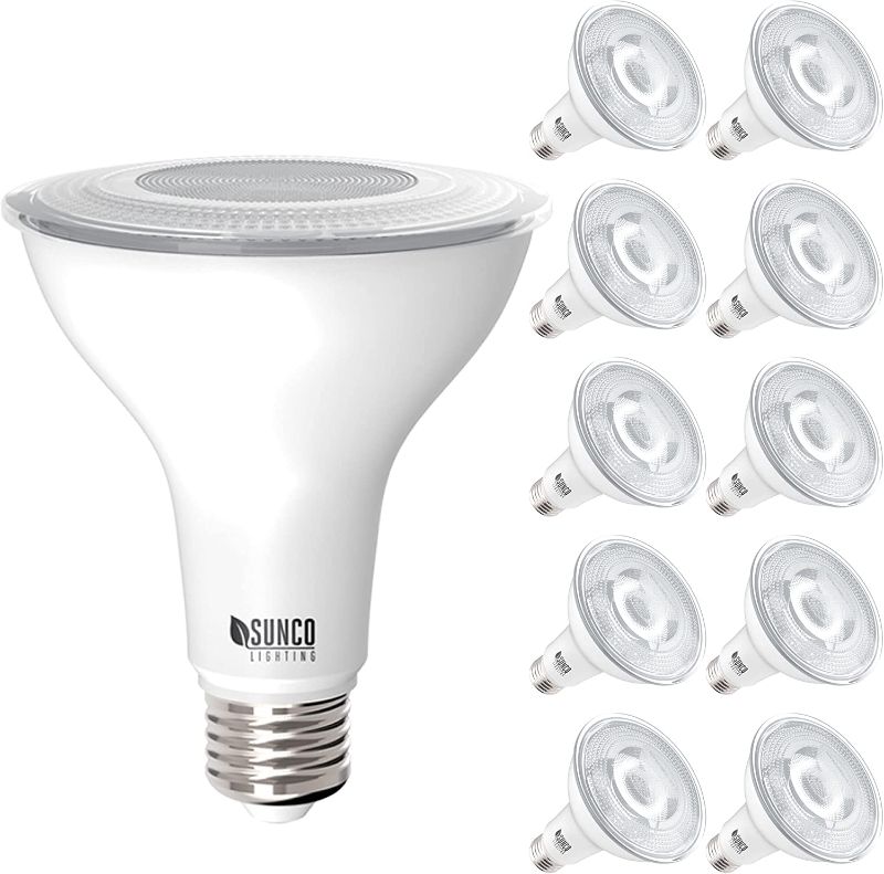 Photo 1 of Sunco Lighting 10 Pack PAR30 LED Bulbs, Flood Light Outdoor Indoor 75W Equivalent 11W, Dimmable, 2700K Soft White, 850 LM, E26 Base, Exterior, Wet-Rated, Super Bright, IP65 Waterproof