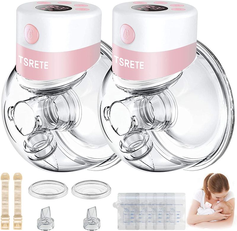 Photo 1 of Breast Pump,Double Wearable Breast Pump,Electric Hands Free Breast Pumps with 2 Modes,9 Levels,LCD Display,Memory Function Rechargeable Double Milk Extractor with Massage and Pumping Mode-24mm Flange
