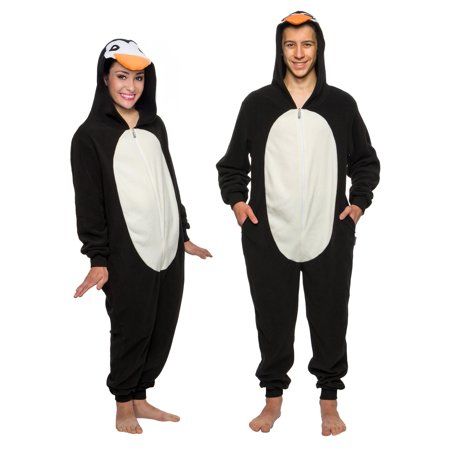 Photo 1 of FUNZIEZ! Penguin Beak Pajamas - One Piece Plush Novelty Costume (Black Medium)
