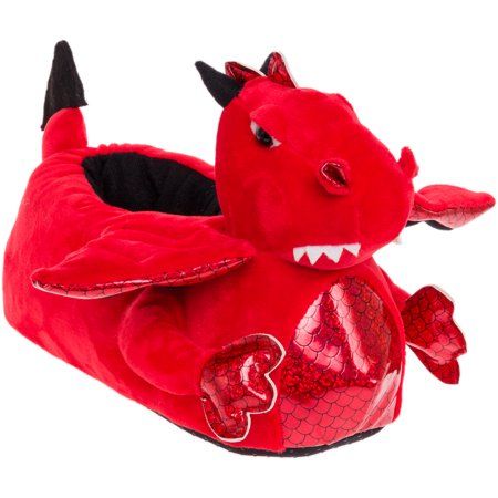 Photo 1 of FUNZIEZ! - Dragon Fuzzy Slippers - Animal Slippers Novelty House Shoe (Red X Large)
