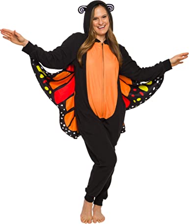 Photo 1 of Women's Monarch Butterfly One Piece - Plush Insect Costume Jumpsuit by Silver Lilly Medium 
