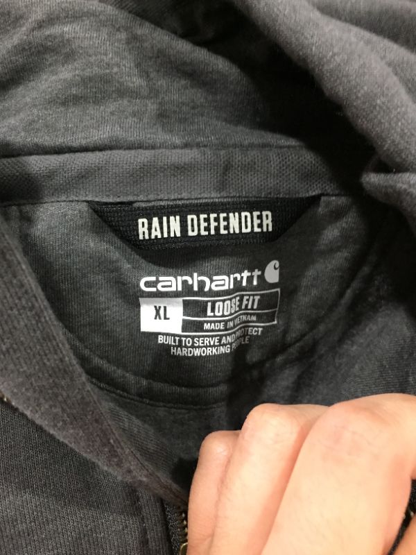 Photo 3 of Carhartt Men's Rain Defender Paxton Heavyweight Hooded Zip Mock Sweats - XL Regular - Carbon Heather
