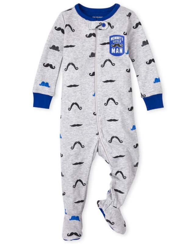 Photo 1 of Baby and Toddler Boys Mustache Snug Fit Cotton One Piece Pajamas 12-18 M
