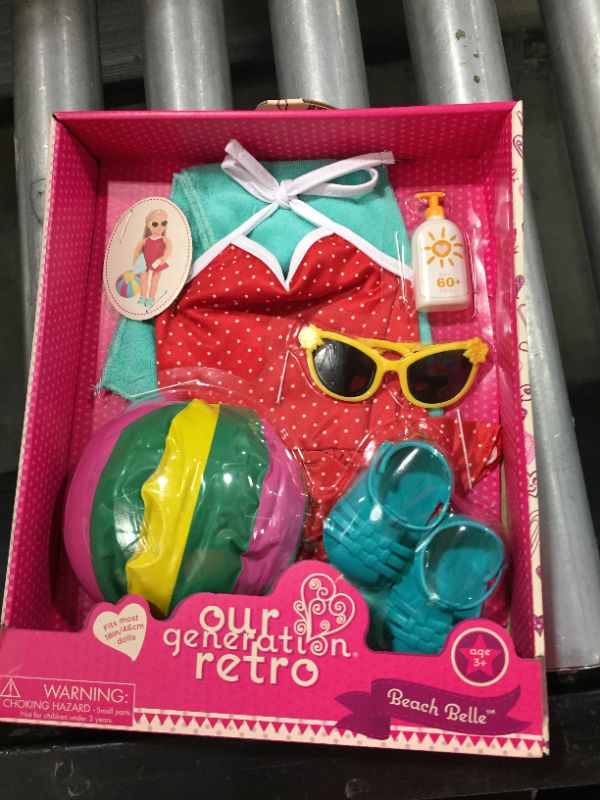 Photo 2 of 8 PACK - Our Generation Doll Swimsuit Retro Outfit for 18" Dolls - Beach Belle
