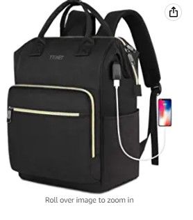 Photo 1 of 15 Laptop Backpack for Women, Anti-Theft Business Travel Backpack with USB Charging Port, Water Resistant Slim College School Computer Bag for Girls Boys Men, Black
