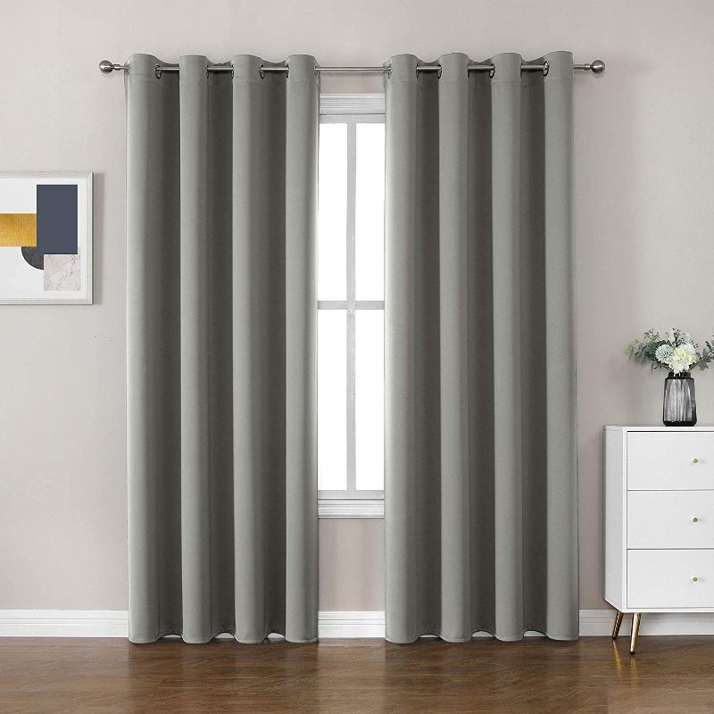 Photo 1 of CUCRAF Blackout Curtains Short Small Room Darkening Window Curtain Panels, Rod Pocket Thermal Insulated Solid Drapes for Bedroom Living Room, Light Grey, Set of 2 Panels Unknown Size 
