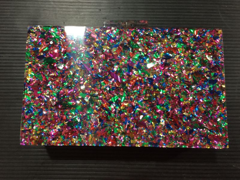 Photo 1 of 7x4x2 inch Hard Shell Multi-colored Clutch
