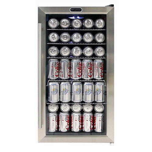 Photo 1 of Whynter BR-130SB - Beverage Refrigerator, Stainless Steel, Internal Fan, 120 Cans Capacity, 33"H

